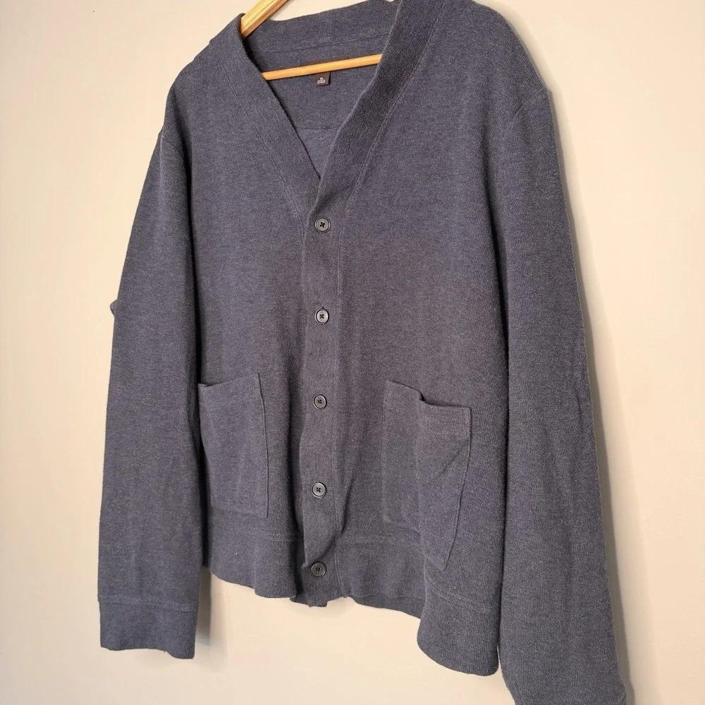 Michael Kors button front Patch Pockets cardigan sweater Navy cotton blend SZ-XL
